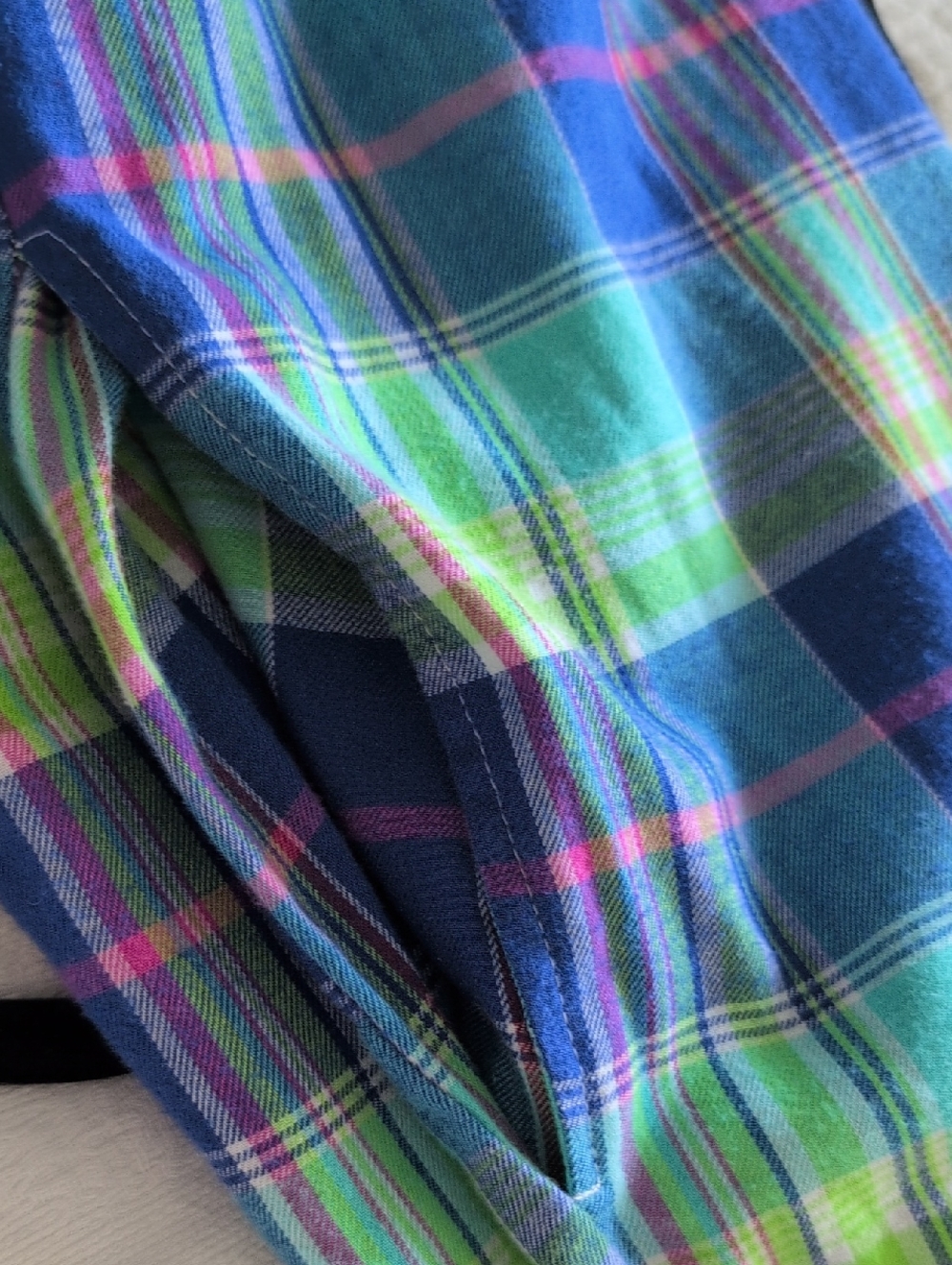 Lauren Ralph Lauren Blue Green Plaid Button-Up Nightgown - Picture 10 of 13